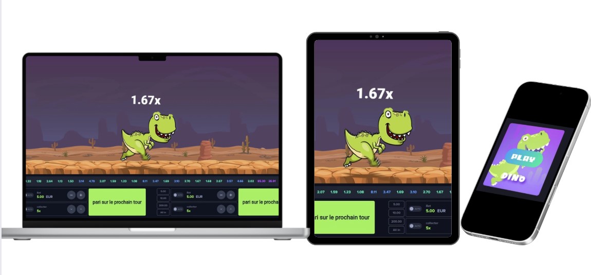 Profitez du jeu Dino sur mobile tablette et ordinateur partout.